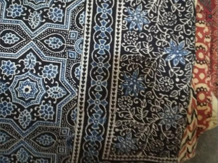 Ajrakh hand block-printed textile, natural dyes