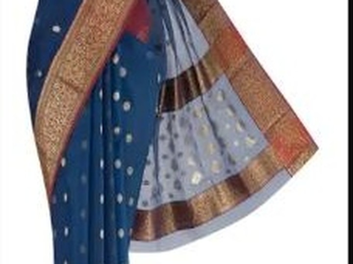 Chanderi handwoven sari, zari-work