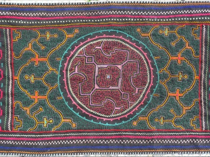 Peruvian Shipibo textile art panel